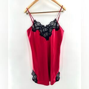 Victoria's Secret Vintage Gold Label Red & Black Lace Lingerie Nightgown Size M